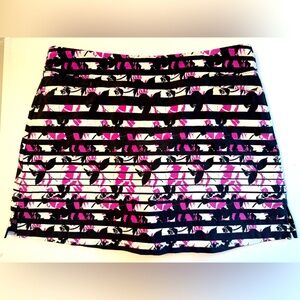 Lady Hagen Black Striped Purple Floral Skort Golf Tennis Pickleball Size 16